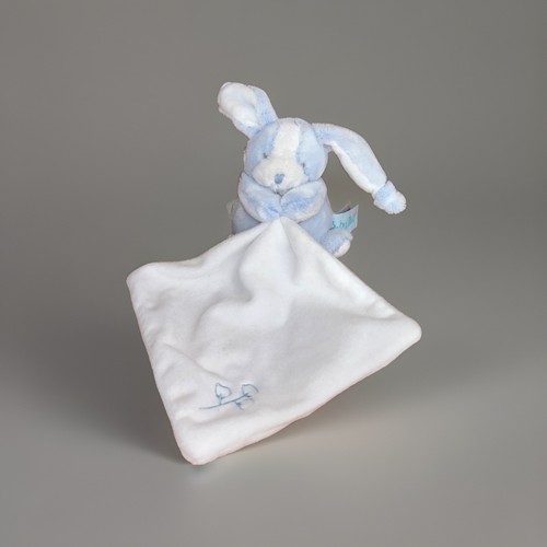 Doudou lapin bleu mouchoir - lapin,