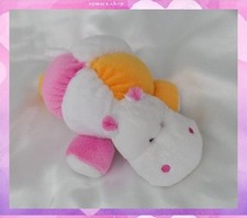 Doudou Peluche Hippopotame Blanc Rose Orange  Hochet Tigex