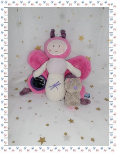 Doudou peluche papillon rose - doudou,