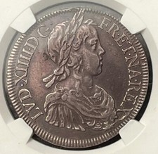 Ecu à la mèche longue  Louis XIV 1651 K (Bordeaux)    NGC XF40