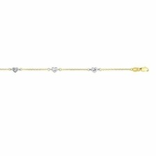 10 " Diamant Coupe Coeur Station Cheville Véritable 14K Solide or Jaune 1.8gr