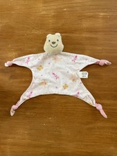 Doudou DISNEY Store Winnie l'ourson plat rose blanc 4 noeuds Porcinet Grelot