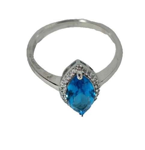 Bague argent aigue marine - en,