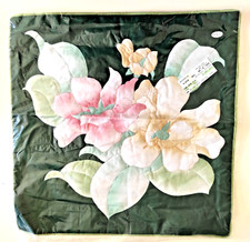 Housse de coussin neuve sous blister à fleurs à fermeture à glissière de 43 x43