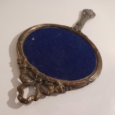Miroir glace à main étain mercure vintage Renaissance art déco PN France N2818