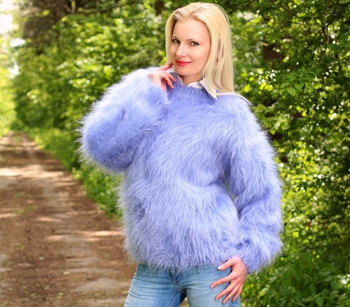 Fuzzy mohair sweater - , crewneck