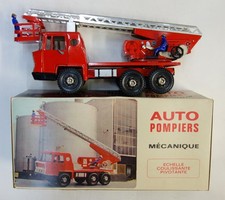 Camion pompiers mécanique en tôle n°800 JOUSTRA + boîte (1967) ***RARE***
