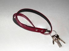 Porte-clés porte-clés en cuir chaîne rouge cuir lanyard key leather red gay