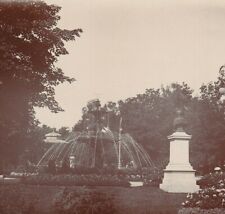 RARE GENÈVE JARDIN ANGLAIS FONTAINE PHOTO ANCIENNE SUISSE 12 X 9 cm vers 1900