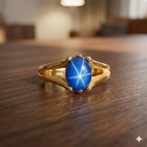 Bague saphir étoile - , bleue