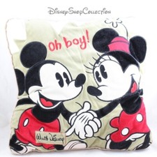 Coussin Mickey et Minnie DISNEY Oh boy ! rétro carré vert 40 cm (MO)