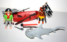 PLAYMOBIL 5137 BARQUE ROUGE PIRATES REQUIN MARTEAU 100 % COMPLET