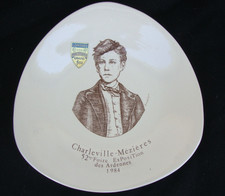 assiette Charleville Mézières foire exposition 1984 , RIMBAUD , LONGWY grand feu