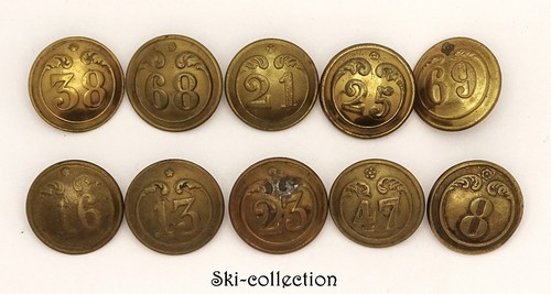 Lot boutons régiments - 10, -régiments