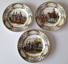 Lot de 3 assiettes porcelaine polychrome Creil, CONSTANTINE, militaire soldats