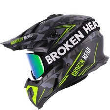 Casque Cross Broken Head Squadron Gris-Vert + Lunettes MX Struggler Vert