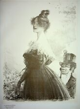 LEANDRE : Jeune femme époque victorienne, LITHOGRAPHIE originale, Signée, 1900