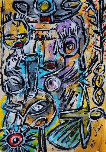 Art brut sur papier - 42x49,4, cm