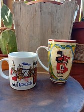 2 MUGS CERAMIQUE PALACE QUEEN'S & ECOSSAIS CELTIQUE PORCELAINE CENDRE D'OS
