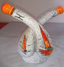 ANCIEN HUILIER VINAIGRIER SOUVENIR de SETE BATEAU 1970 CERAMIQUE signé TESS 1970