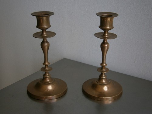Paire petits bougeoirs bronze - bougeoirs,