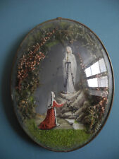 ancien cadre religieux verre bombé Immaculée Conception curved glass frame Mary