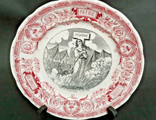 Opaque de Sarreguemines Assiette parlante  MORT DE JEANNE D'ARC (30 MAI 1431)