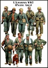 1:35 kit figurine en résine 9 soldats + chien us marines WW2 non peinte