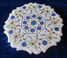 23 " Marbre Centre Table Top Pierre Handmade Inlay Décor Maison