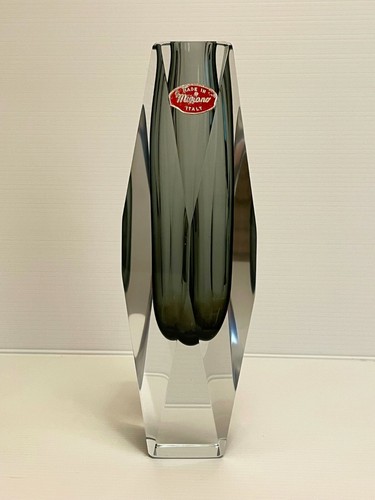 Vase gris verre - vase, facettes