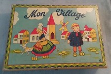Ancien Jeu De Construction En Bois Mon Village Décor  Normand 
