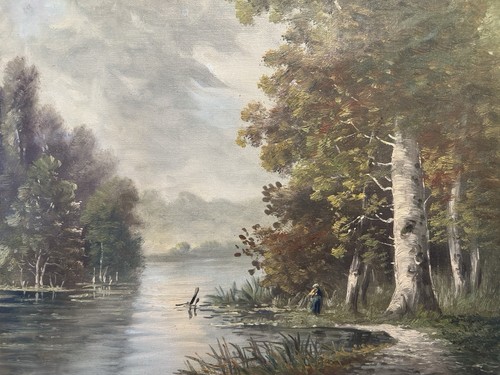 Ancienne huile sur toile - huile,