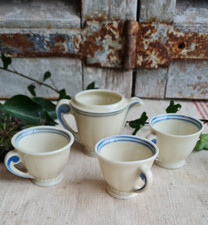 ANCIENNES TASSES LIMOGES BEIGE ET BLEU  DINETTE ENFANT POUPEE JUMEAU