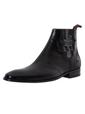 Jeffery West Pour des hommes Bottines Chelsea Skull en cuir poli, Noir