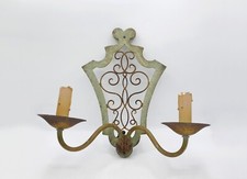 Applique murale en fer forgé à patine verte - France, Ca. 1950