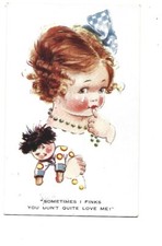 ILLUSTRATION MABEL LUCIE ATTWELL - FILLETTE QUI PLEURE ET SA POUPEE
