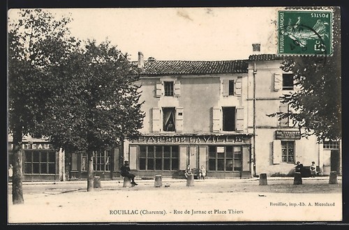 Cpa rouillac rue jarnac et - rouillac,,