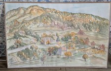 Mont-Ventoux, aquarelle originale du village de Brantes, Vaucluse, Provence