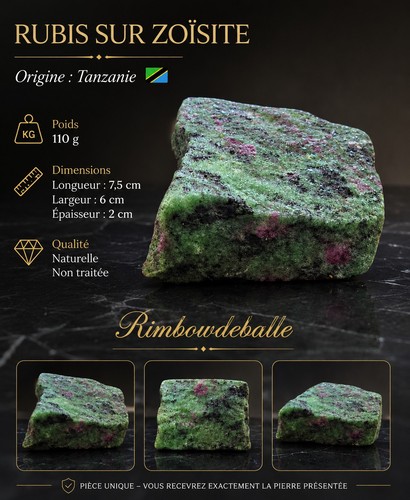 Rubis sur zoïsite naturel - zoïsite,