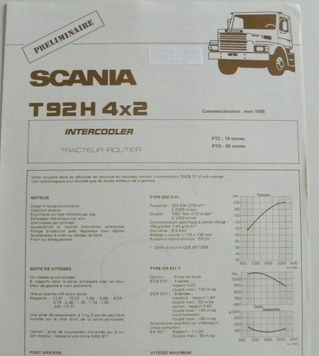 Fiche technique camion - , scania