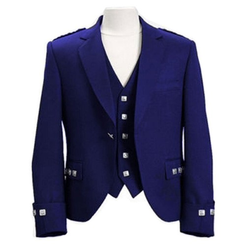 Veste laine écossaise bleu - veste,