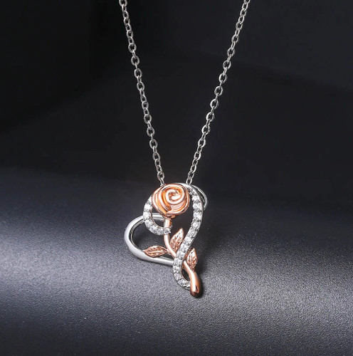 Collier pendentif coeur fleur - pendentif,