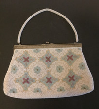 ANCIEN SAC BOURSE AUMONIERE PERLE 1920 METAL ARGENTE ANTIC BAG FRENCH