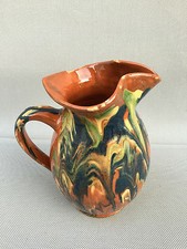 Ancien pichet pot à eau terre vernissée Savoie art populaire déco vintage  