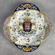 Ancien plat en faïence Normandie Luc sur mer 18.25 GM, Géo Martel ? Rouen