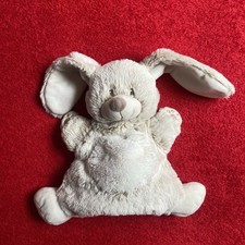 ?? doudou marionnette lapin marron beige blanc chiné empreintes TEX TTBE