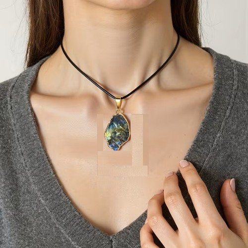 Pendentif labradorite brute - brute, en