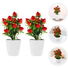  2 ensembles d'arbres fruitiers artificiels, plantes en pot de fraises, faux