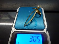 broche en or 18kts,L 5cm,P 3,05g,vintage 70,poincon tete d'aigle