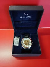 Très belle montre SQUELETTE SKYLINE homme  JUMBO 43mm acier et plaqué OR 